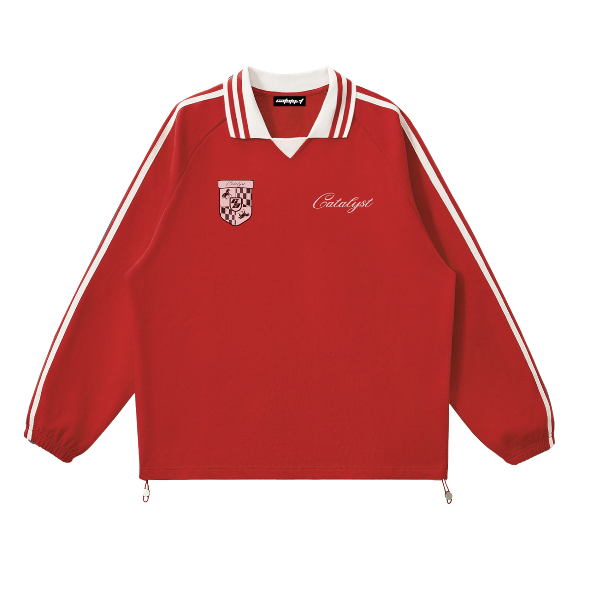 Catalyst Contrast Striped Lapel Collar Sweatshirt