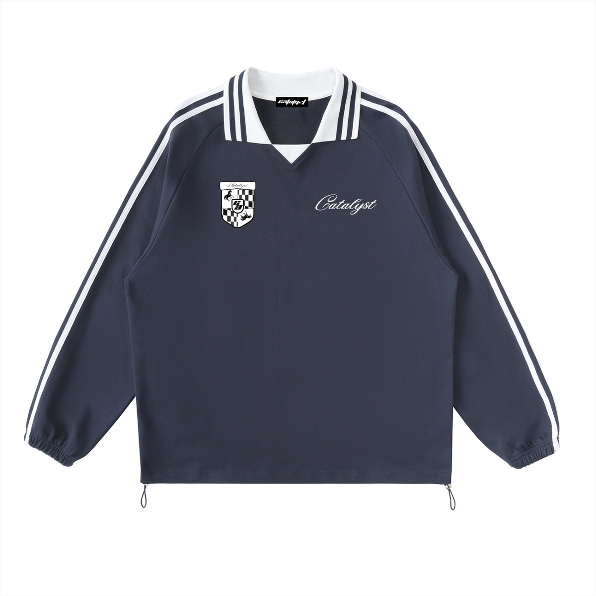 Catalyst Contrast Striped Lapel Collar Sweatshirt