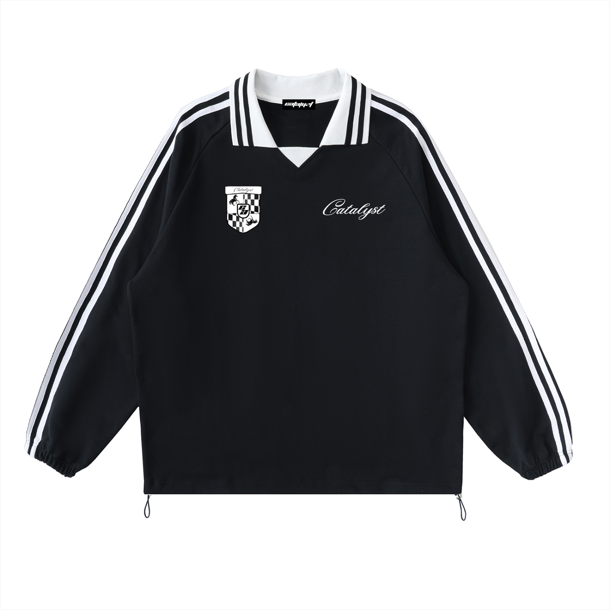 Catalyst Contrast Striped Lapel Collar Sweatshirt