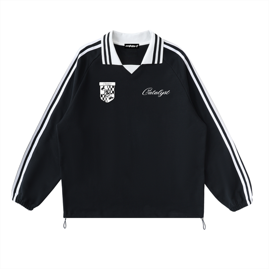Catalyst Contrast Striped Lapel Collar Sweatshirt